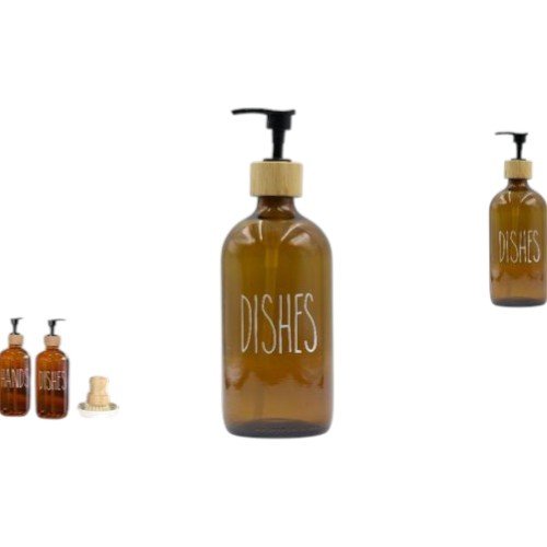 Dispensador de Jabón Líquido Ámbar 450ml con Tapa de Bambú por mayor Hogar por mayor