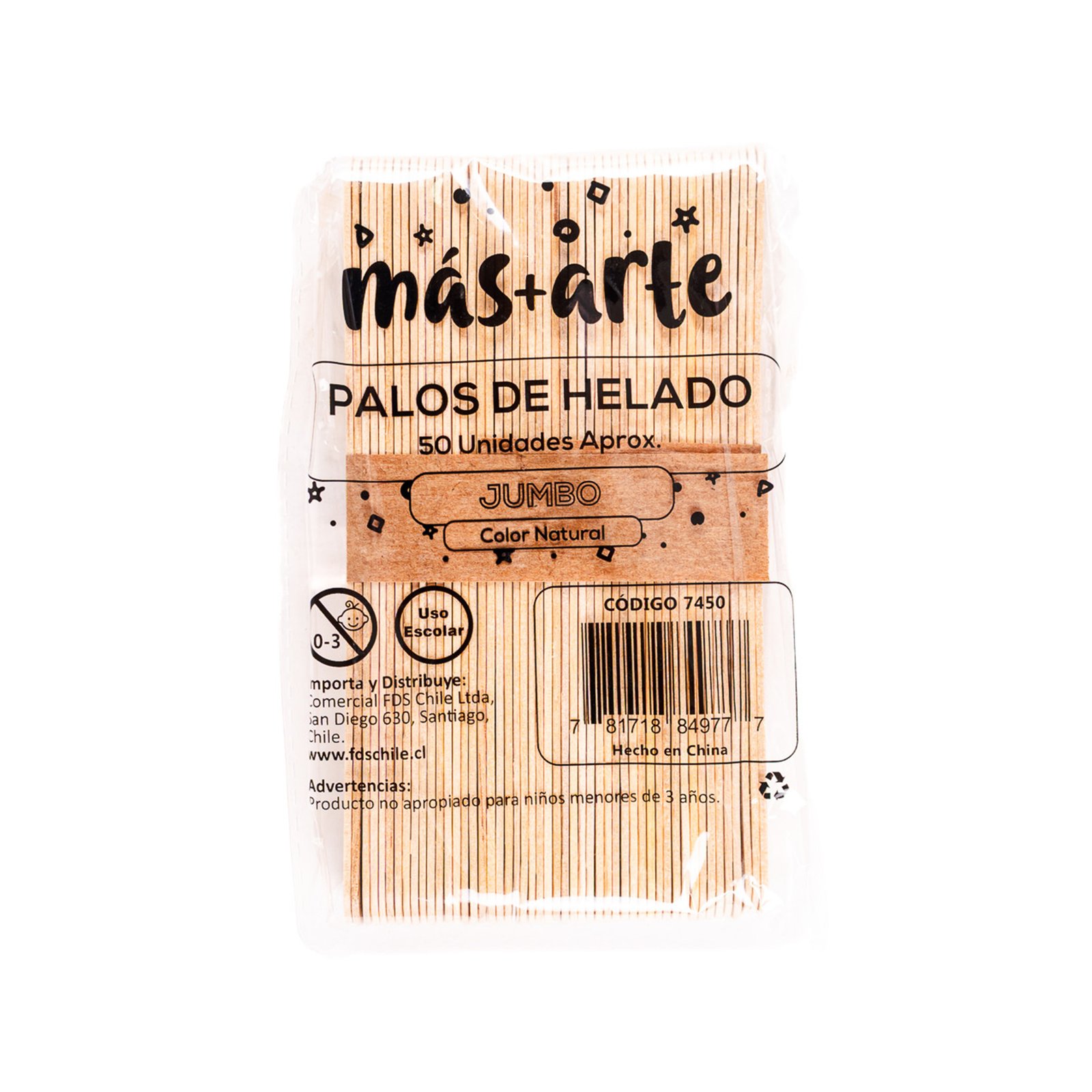 PALO HELADO GRUESO NATURAL 50 PZA por mayor en Chile