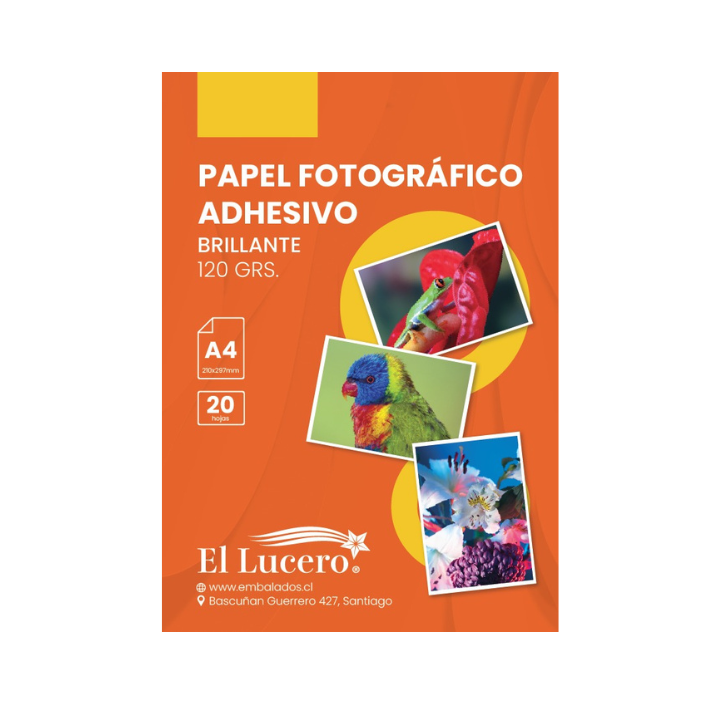 PAPEL FOTOGRAFICO ADHESIVO A4 20 HOJAS por mayor en Chile