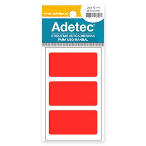ETIQUETA AUTOADHESIVAS ROJAS 35 X 70 MM por mayor en Chile