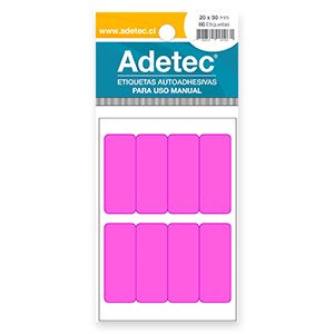 ETIQUETA AUTOADHESIVAS ROSA 20 X 50 MM por mayor en Chile