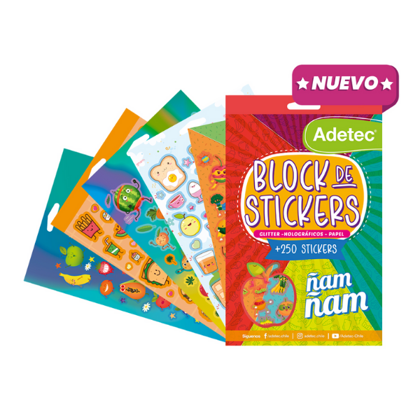 BLOCK DE STICKERS ÑAM ÑAM por mayor en Chile