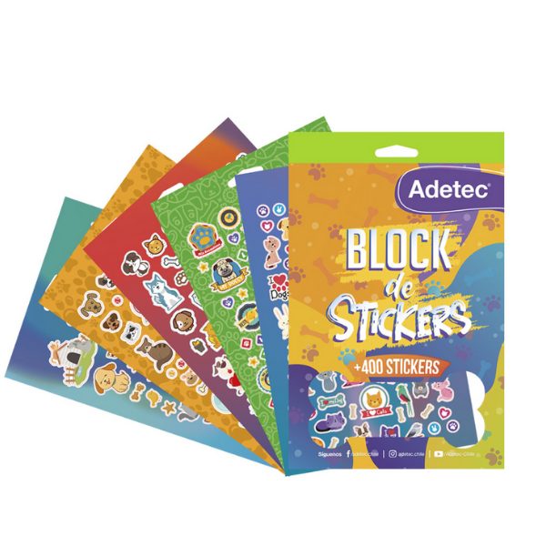 BLOCK DE STICKERS MASCOTAS por mayor en Chile