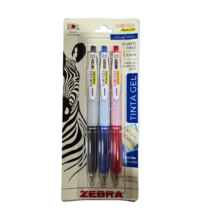 LAPIZ GEL 0.5 ZEBRA 3U AZUL, ROJO Y NEGRO por mayor en Chile