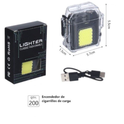 Encendedor Electrónico Recargable con Estuche Transparente y Puerto USB-C por mayor Hogar por mayor