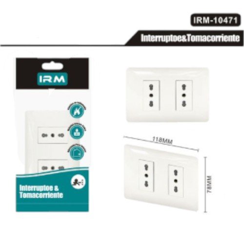 Enchufe Hembra Doble de Alta Capacidad 10471 - Placa Certificada con Seguridad 16A 250V por mayor - Electrónica por mayor