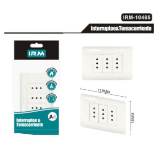 Enchufe Hembra Triple -10465 - Placa con Puerta de Seguridad Certificada 16A 250V por mayor - Electrónica por mayor
