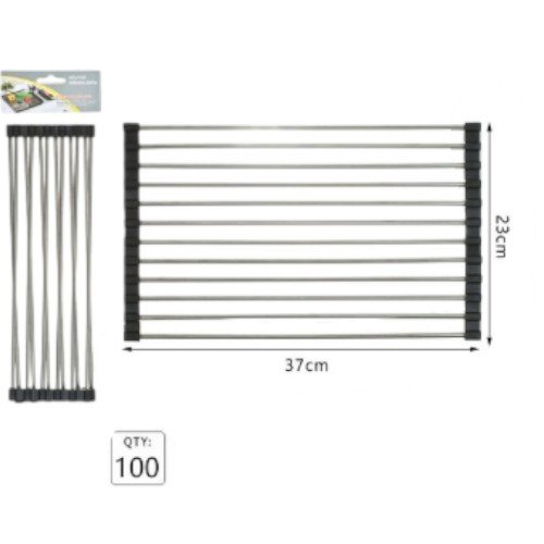 Escurridor de Platos Enrollable de Acero Inoxidable y Silicona - 37cm x 23cm por mayor Hogar por mayor