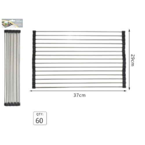 Escurridor de Platos Enrollable de Acero Inoxidable y Silicona - 37cm x 29cm por mayor Hogar por mayor