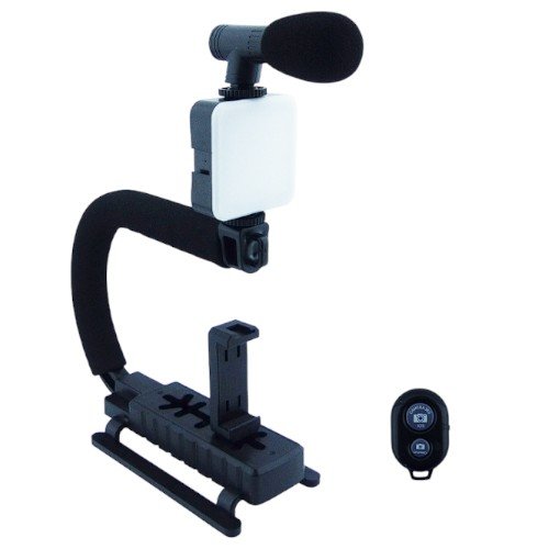 Estabilizador Para Camaras O Smartphone Con Luz, Microfono Y Control Remoto Bluetooth. 20 cm x 24.5 cm x 9cm por mayor en Chile