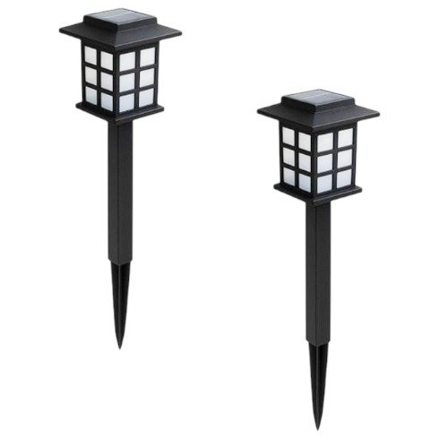 Estaca led solar pro marca megabrigth en pvc modelo tipo farol de luz fria 6000k 39.5 cm x 8.5 cm x 8.5 cm por mayor en Chile