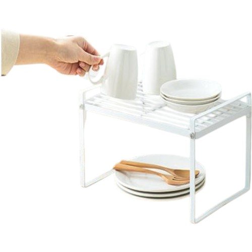 Estante Organizador de Cocina Elevado en Metal Blanco para Almacenamiento de Vajilla y Tazas 1PZA por mayor en Chile
