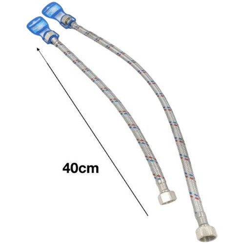 Flexible Trenzado de Acero Inoxidable de 40 cm con Conexión F1/2 a F1/2 para Instalaciones Hidráulicas por mayor - Ferreteria por mayor