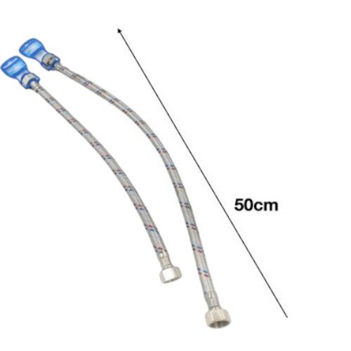 Flexible Trenzado de Acero Inoxidable de 50 cm con Doble Conexión Hembra F1/2 para Instalaciones Hidráulicas por mayor - Ferreteria por mayor