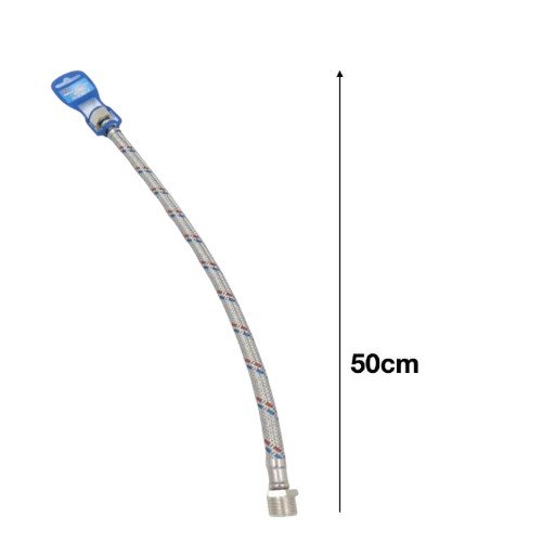 Flexible Trenzado de Acero Inoxidable de 50 cm F1/2-M1/2 para Conexiones Hidráulicas por mayor Ferreteria por mayor