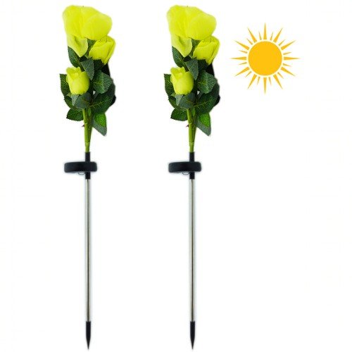 Flor Solar LED Diseño Rosa, Medida 80Cm, Con Luz Blanca. En Caja. Set X 2. por mayor Electrónica por mayor