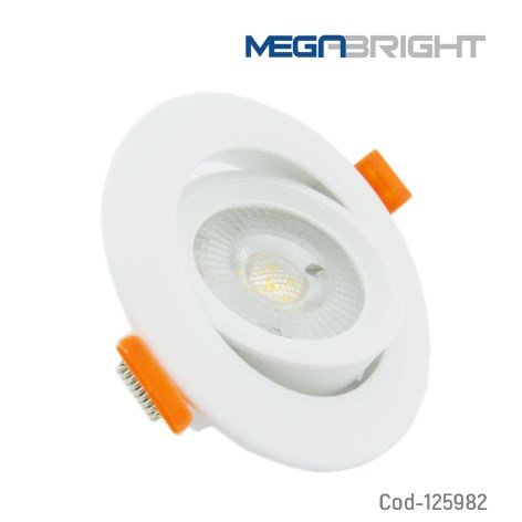 Foco LED Megabright Embutido, Basculante 6,5Watt, Luz Calida. En Caja. X 1. por mayor Electronica por mayor