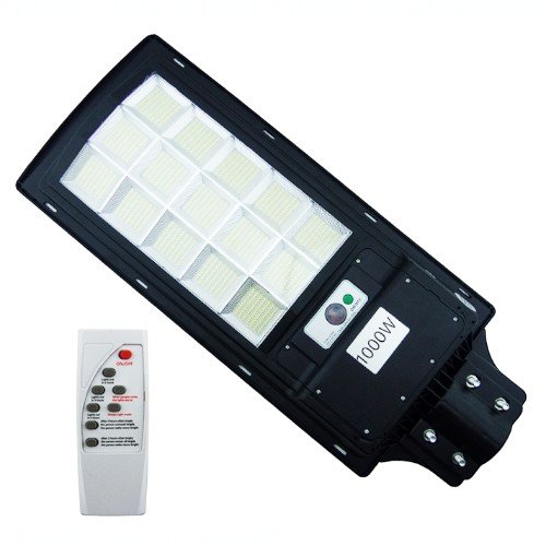 Foco Para Poste Solar 1000 Watt Con 15 Placas De 924 LED En PVC Con Control Remoto Y Sensor De Movimiento. por mayor Electrónica por mayor