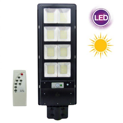 Foco Para Poste Solar, 400 Watt, 280 LED, 8 Placa, PVC, A Control Remoto. por mayor Electrónica por mayor