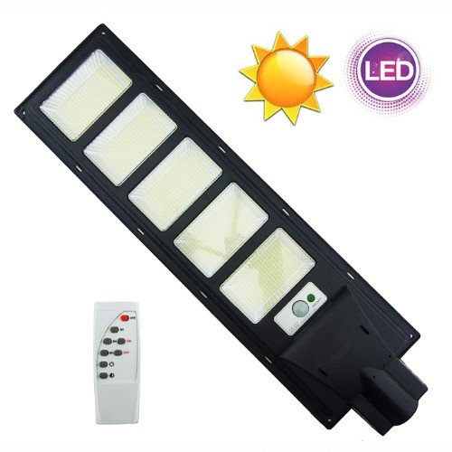 Foco Para Poste Solar De 1500 Watt Con 5 Placas De 1400 LED En PVC Con Control Y Sensor De Movimiento. por mayor Electrónica por mayor