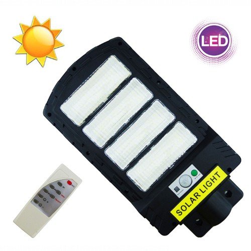 Foco Para Poste Solar De 200 Watt Con 4 Placas De 320 LED En PVC Con Control Y Sensor por mayor Electrónica por mayor