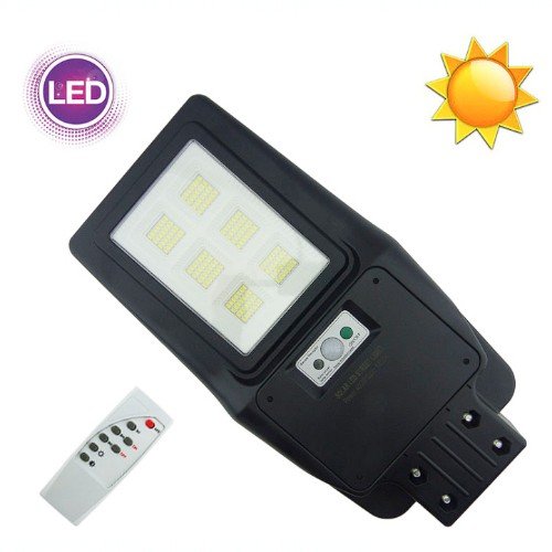 Foco Para Poste Solar De 400 Watt En PVC Con 6 Placas Fondo Blanco, 168 LED Y Control Remoto por mayor Electrónica por mayor