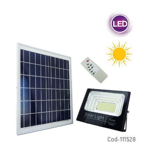 Foco Solar 300 LED, 150Watt, Con Panel Y Control Remoto. por mayor Electrónica por mayor