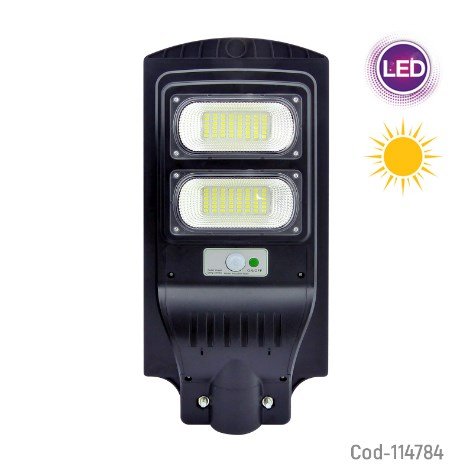 Foco Solar 96 LED Para Poste, 60Watt, 2 Placas LED, PVC, Con Sensor. En Caja. por mayor Electrónica por mayor