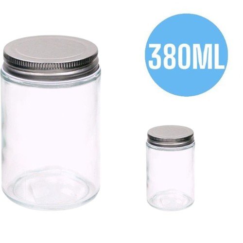 Frasco de Vidrio Cilíndrico de 380ml con Tapa de Aluminio por mayor - Hogar por mayor