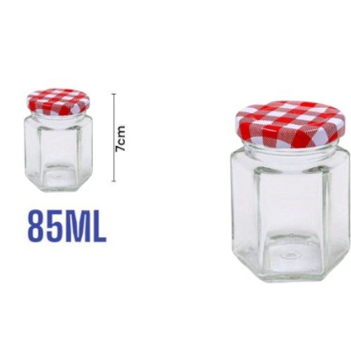 Frasco de Vidrio Hexagonal con Tapa de Cierre Hermético - 85ml para Conservas y Eventos por mayor - Hogar por mayor