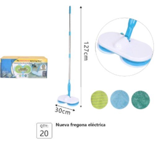 Fregona Eléctrica Recargable Inalámbrica con Cabezal Giratorio Doble y Diseño Ajustable por mayor - Electrónica por mayor