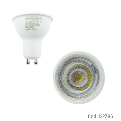 Ampolleta LED 5.5Watt, Megabright GU10, Pack X 3, Luz Calida. En Caja.-por-mayor Electrónica por mayor