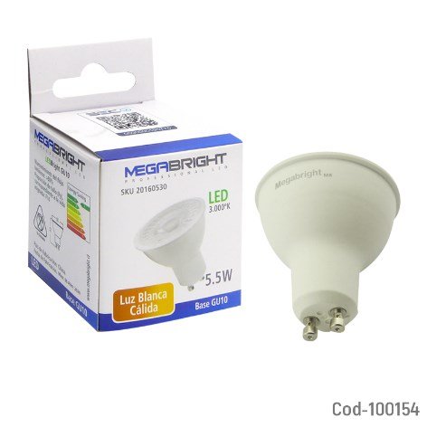 Ampolleta LED 5.5 Watt, GU10 Luz Calida. En Caja.-por-mayor Electrónica por mayor