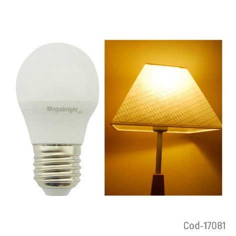 Ampolleta LED 5Watt E-27, Bola G45 Luz Cálida, Megabright. En Caja.-por-mayor Electrónica por mayor