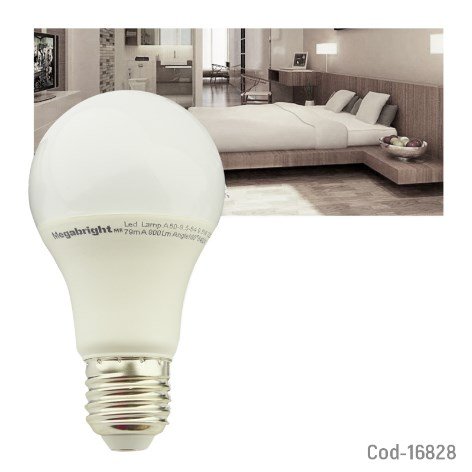 Ampolleta LED 9,5Watt E-27, A60 Luz Fría, Megabright-por-mayor Electrónica por mayor