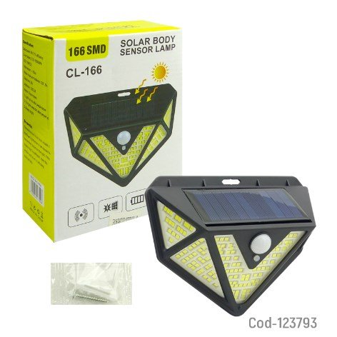 Aplique Solar De 166 LED Con Sensor De Movimiento, Modelo CL-166-por-mayor Electronica por mayor
