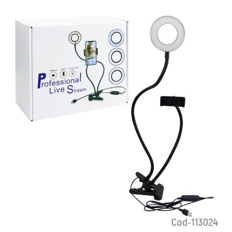 Aro LED 4” USB Con Porta Smartphone Y Pinza-por-mayor Electronica por mayor