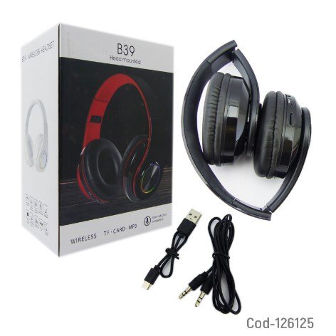 Audifono Bluetooth, Vincha Mod B39, Con Luz, Recargable, En Caja.-por-mayor Electrónica por mayor
