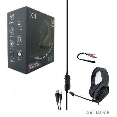 Audífono PC, PS4, XBOX, Switch. Gamer Onikuma, Con Luz, Modelo X4, Con Luz Y Adaptador.-por-mayor Electrónica por mayor