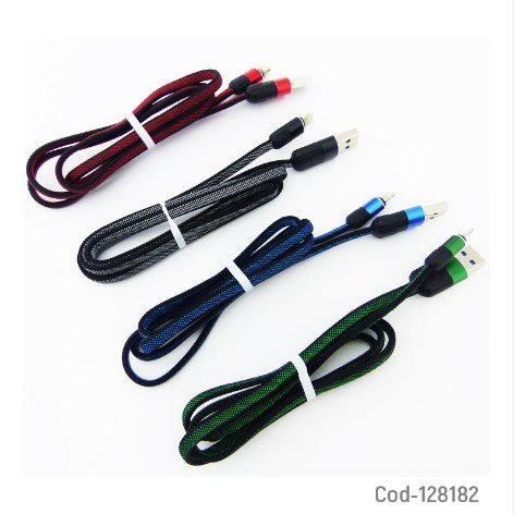 Cable USB A Lightning, Datos Y Carga, Punta Metal, Cable Malla, 1 Metro 6 Amper.-por-mayor Electronica por mayor