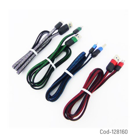 Cable USB A Micro 5 Pin, Datos Y Carga, Punta Metal, Cable Malla, 1 Metro 6 Amper.-por-mayor Electronica por mayor