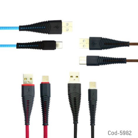 Cable USB A Type-C, Punta Reforzada 3 Amper, 1 Metro. Alta Calidad.-por-mayor Electronica por mayor