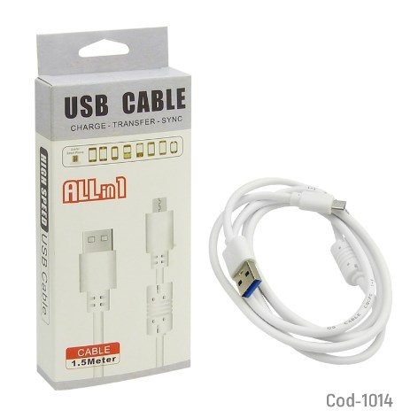 Cable USB Micro 5 Pin Con Filtro Grueso 150Cm. 2 Colores. En Caja-por-mayor Electronica por mayor