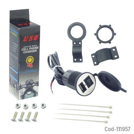 Cargador USB 5 Volt, Para Motos, Con Interruptor, 2 Amper. En Caja.-por-mayor Electrónica por mayor