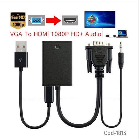 Convertidor De Vídeo VGA A HDMI + Audio, Con Plug 3.5 Estéreo-por-mayor Electronica por mayor