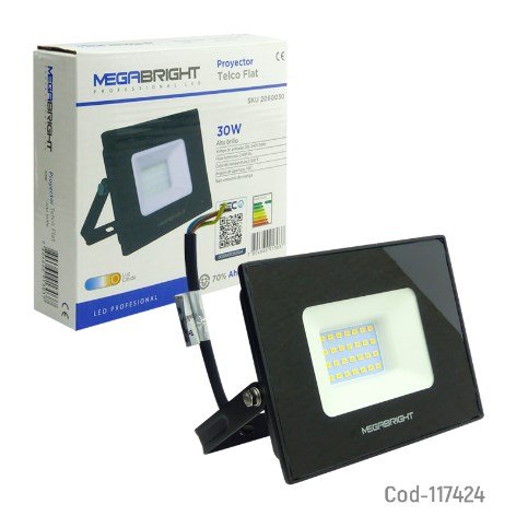 Foco Halogeno 30W, 3.000K, Luz Cálida, Megabright. Certificado. En Caja.-por-mayor Electrónica por mayor