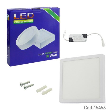 Foco LED 18 Watt, Panel Sobrepuesto Cuadrado, Luz Blanca, En Caja.-por-mayor Electronica por mayor