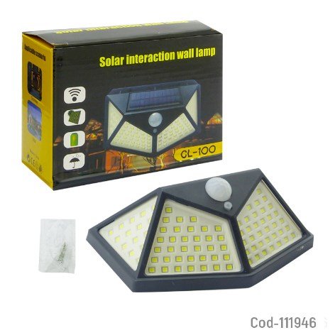 Foco Solar 100 LED, Con Sensor, Para Pared.-por-mayor Electrónica por mayor
