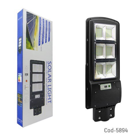 Foco Solar 168 LED, 120 Watt, Para Poste, 6 Placas, PVC, Sensor. En Caja.-por-mayor Electrónica por mayor
