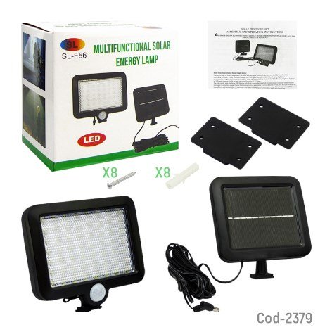 Foco Solar 56 LED Mini 10 Watt, Mod.SL-F56, Con Sensor. En Caja.-por-mayor Electrónica por mayor